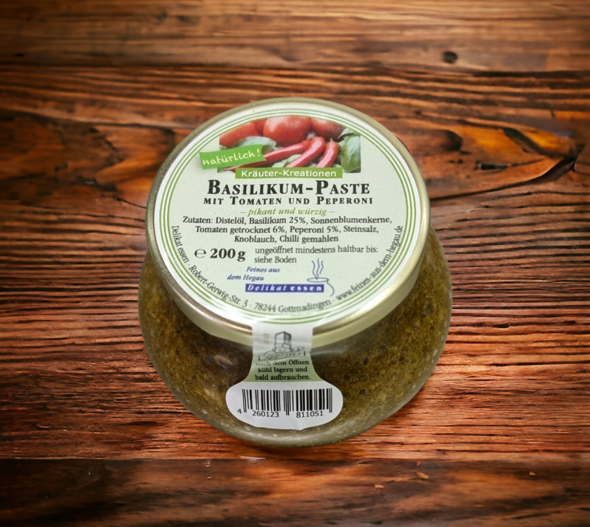 Basilikum-Paste mit Tomaten und Peperoni | 200g