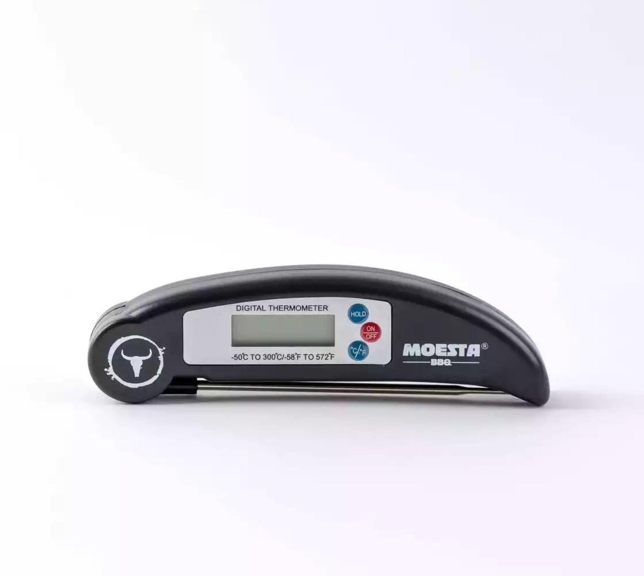 Grillthermometer von BüffelBill - Ihr Präzisionshelfer beim Kochen Exaktes Grillthermometer von BüffelBill. Zuverlässiger Edelstahl-Sensor von -50 bis 300°C, Reaktionszeit 4-7 Sekunden, ideal für Braten, Burger, Kuchen und Getränke. Sofort einsatzbereit.